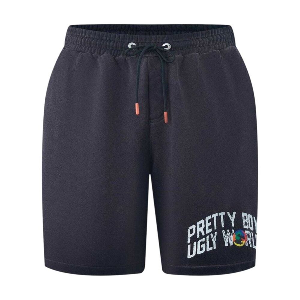 Pretty Boy Ugly World Mens Fleece Drawstring Regular Shorts / Black